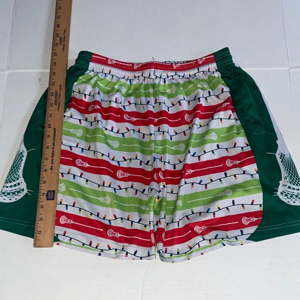 Chalktalk Sports Festive Lacrosse Shorts with Green Sides adult Medium